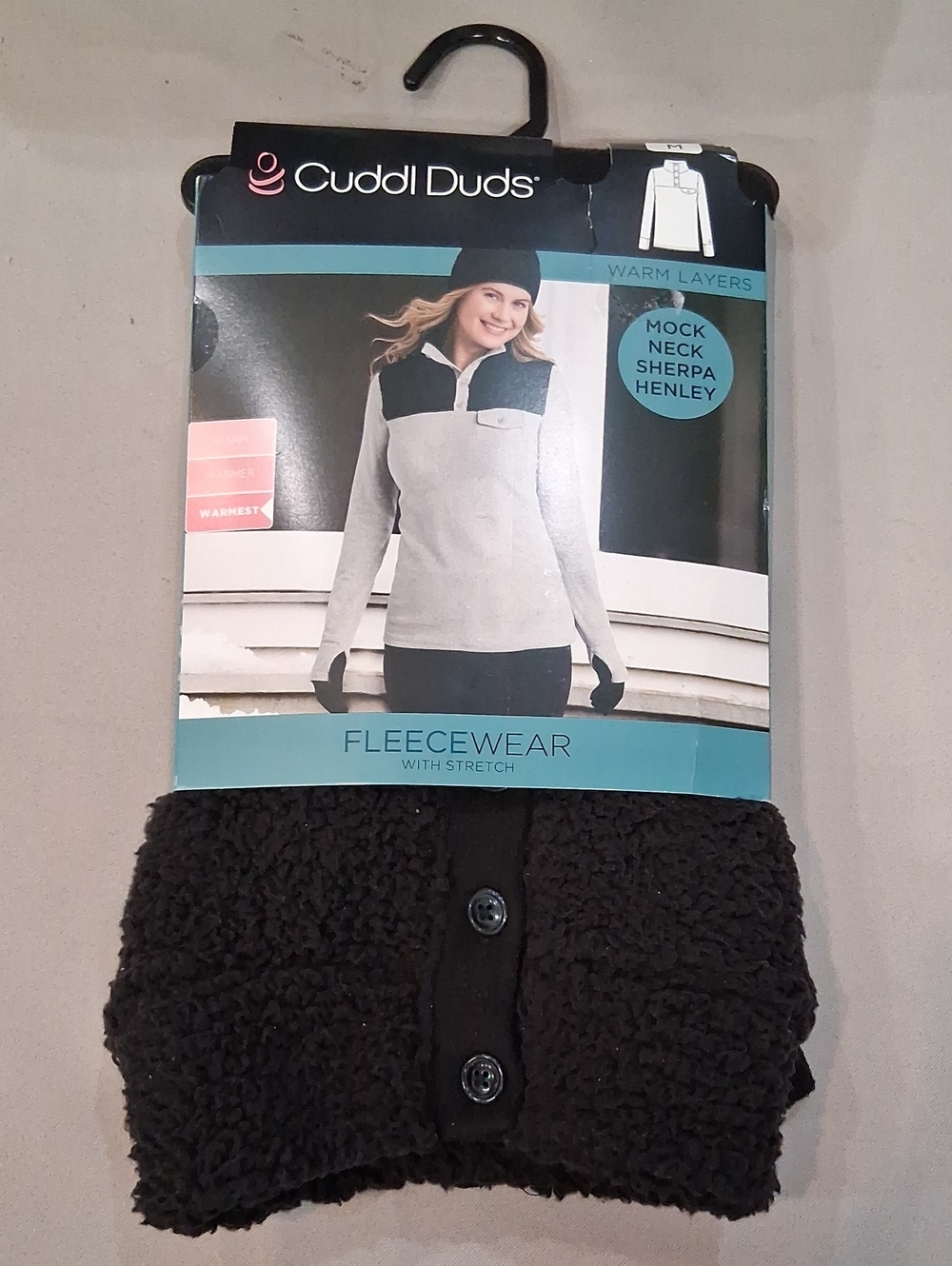 Cuddl Duds Black Sherpa Mock Neck Pullover Black